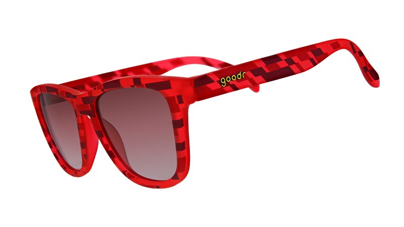 Cobble Wobble Goggles | RED square sunglasses with gradient purple lenses| Flanders Belgium inspired goodr OG sunglasses