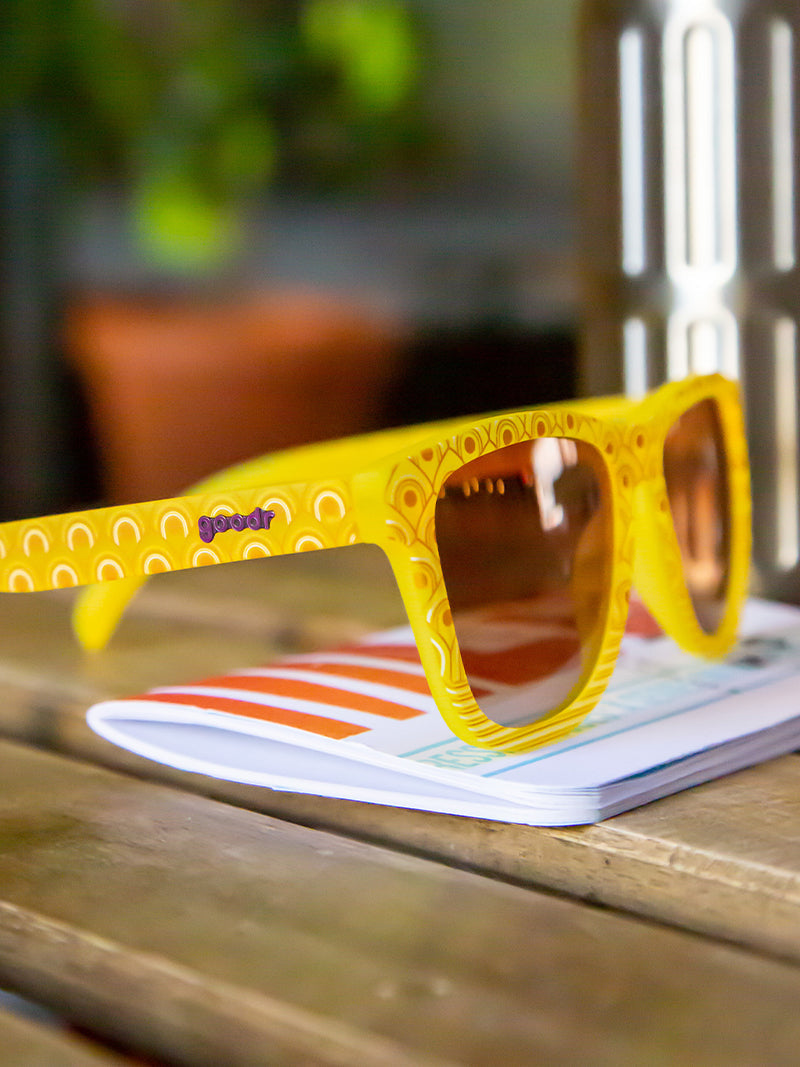Scusi, Coming Through | yellow square sunglasses with gradient amber lenses| Milan tour inspired goodr OG sunglasses