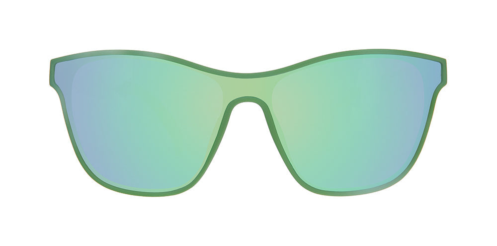 24 Carrot Sunnies |green and orange futuristic style sunglasses with green reflective lenses | goodr sunglasses